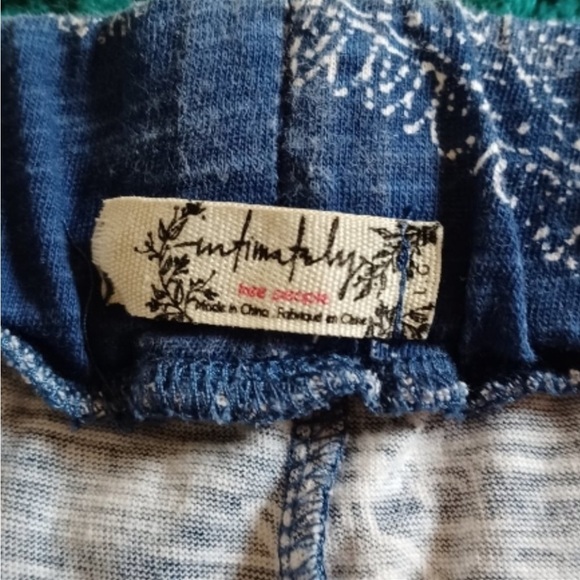 XL Free People Intimately Good Juju Drop Crotch Joggers. Blue w white boho vibes - Picture 4 of 5